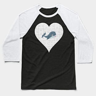 Jigsaw  Whale Heart Design - Fish Whale Baseball T-Shirt